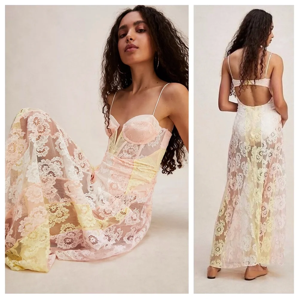 NEW For Love And Lemons Blossom Floral Lace Maxi Festival Dress NWT - Picture 2 of 11